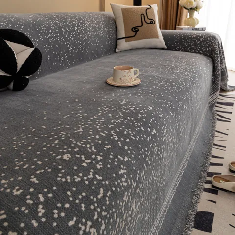 Toalla de Sofá de Chenilla Minimalista Moderna con Patrón de Cielo Estrellado y Borlas Funda de Sofá Todo Incluido Suave Resistente a Arañazos Para Sala de Estar