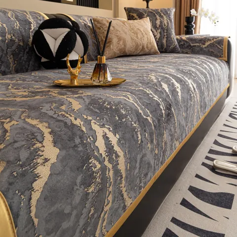 Cojín de Sofá de Terciopelo Holandés de Lujo con Bronceado Patrón de Mármol Abstracto Funda de Sofá Antideslizante Decoración
