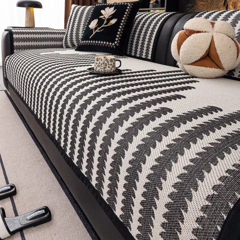 Japanese Style Cotton Linen Look Sofa Mat Non Slip Wear Resistant Sofa Cover For Living Room Sectional Sofa Protector Four Seasons Decorative Couch Towel