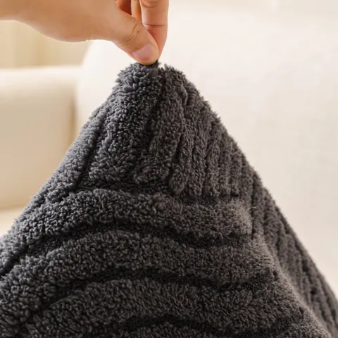 Cojín de Sofá de Felpa Gruesa Vellón de Algodón Suave Antideslizante Textura de Ondas 3D Funda de Sofá para Sala de Estar Hogar