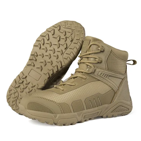 Stivali Combattimento Tattici Uomo Tessuto Oxford Taglio Alto Scarpe Trekking Antiscivolo Allenamento Militare Calzature Lavoro