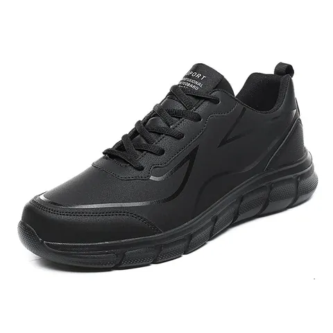 Men's 117 Plus Size Running Shoes Lightweight Synthetic Leather Sports Sneakers For Walking Jogging Casual Low Top Black
