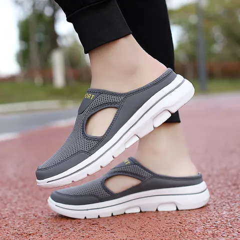 Women's Breathable Mesh Mules Clogs Thick Sole Slip-on Casual Shoes Korean Style Outdoor Indoor Breathable Lightweight Summer Shoes