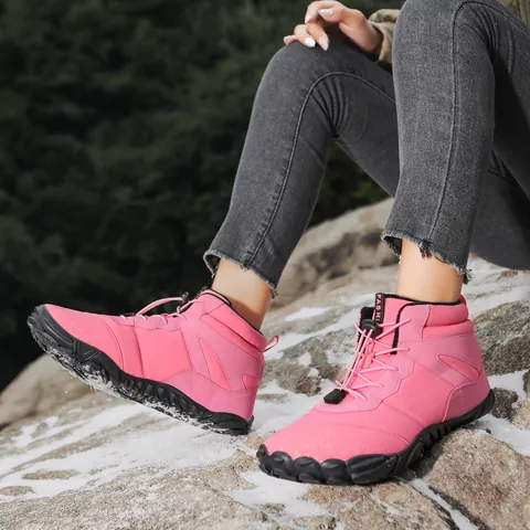 Winter Warm Snow Boots For Men Women High-top Fur-lined Thickened Outdoor Hiking Shoes Anti-slip Rubber Sole Sports Boots