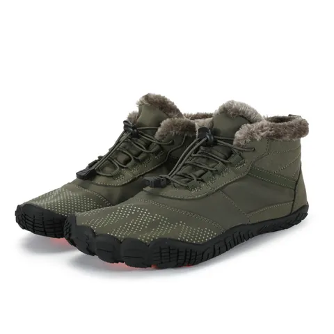 Men Outdoor Winter Snow Boots Waterproof Plush Lined Warm High Top Hiking Boots Anti-Slip Rubber Sole Casual Cotton Shoes