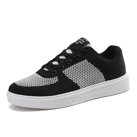 Fashion Flyknit Sneakers Women Men Breathable Skateboard Shoes Casual Low Top Non Slip MD Sole Sports Walking Shoes