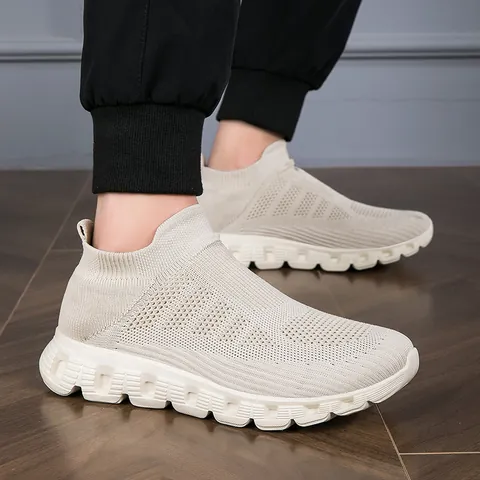 Men Women Fashion Flyknit Sock Sneakers Lightweight Breathable Slip-on Walking Shoes Casual Athletic Sports Running Shoes