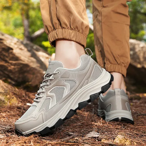 Men Outdoor Hiking Shoes Mesh Breathable Anti-Slip Wear-Resistant Trekking Sneakers For Men Casual Trail Running Walking Shoes