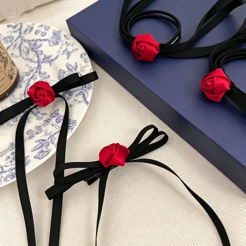 Pince À Cheveux Rose Rétro Français Nœud En Satin Long Ruban À Franges Corde À Cheveux Élégante Accessoires Style Balletcore