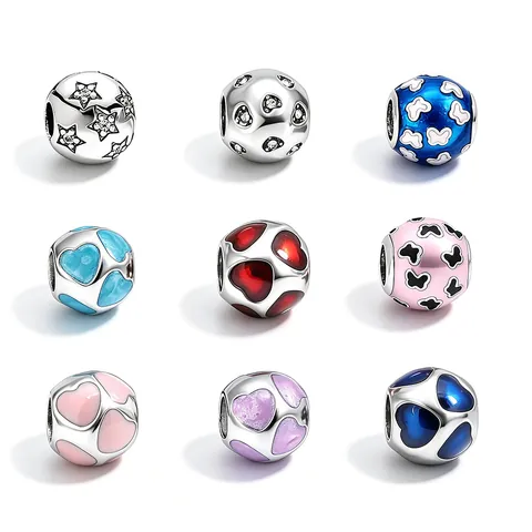 DIY Stainless Steel Large Hole Beads For Jewelry Making Heart Square Rhinestone Charms For Bracelets Pendants Women Jewelry Accessories