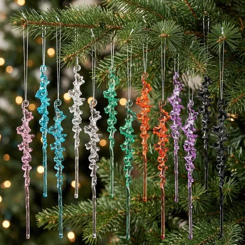 Adornos Colgantes De Navidad Carámbanos Retorcidos De Acrílico Coloridos Decoraciones En Espiral Para Árbol De Navidad Fiesta Hogar