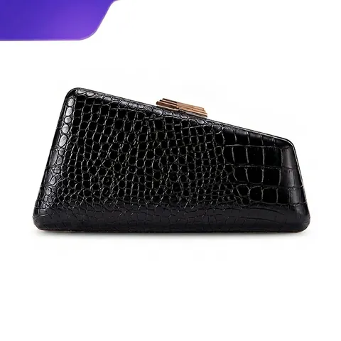 Pochette Soirée Femmes Sac PU Cuir Motif Crocodile Serpent Fermoir Métallique Élégant Mariage Sac À Épaule