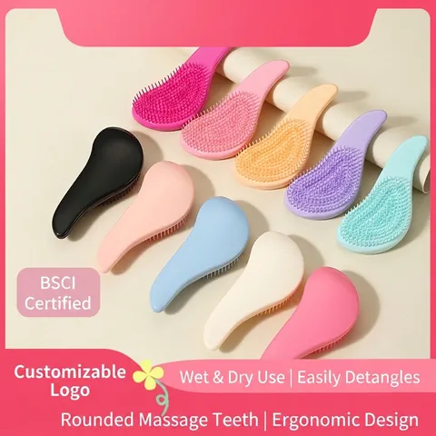 Detangling Hair Brush Massage Comb Ergonomic Plastic Wet Dry Use Haircare Styling Tool For Women Girls