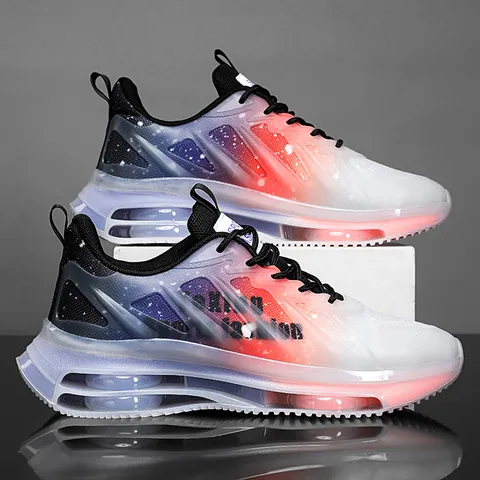 Zapatos de Correr con Cámara de Aire Degradada para Hombre Absorción de Impactos Zapatillas de Malla Moda Casual para Deporte Diario