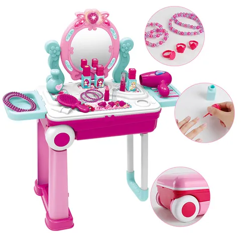 2-In-1 Kids Pretend Play House Suitcase Toy Set Simulation Kitchen Tool Makeup Doctor Role Play Portable Suitcase Toy