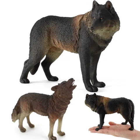 Realistic Simulation Wolf Figurine Solid PVC Animal Model Howling Wolf Action Figure Toy For Kids Education Home Decor Ornament