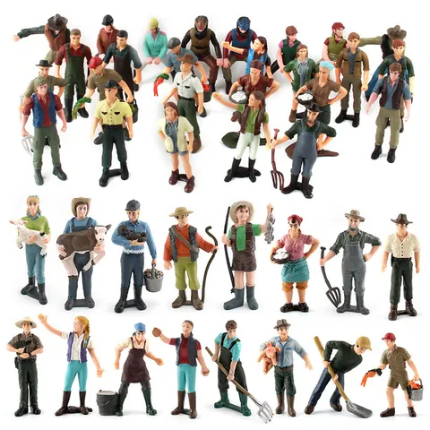 Simulation Farm Character Models PVC Farmer Rancher Worker Miniature Figures For Education Sand Table Micro Landscape Decor