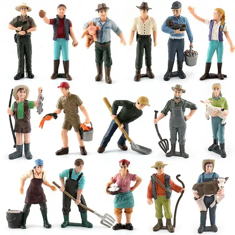 Simulation Farm Character Models PVC Farmer Rancher Worker Miniature Figures For Education Sand Table Micro Landscape Decor
