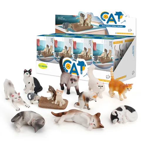 Modello di Gatto Simulazione Realistica Figura Miniatura in PVC Ciclo di Crescita Animale Giocattolo Educativo Scatola Sorpresa