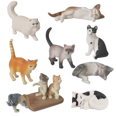 Modello di Gatto Simulazione Realistica Figura Miniatura in PVC Ciclo di Crescita Animale Giocattolo Educativo Scatola Sorpresa