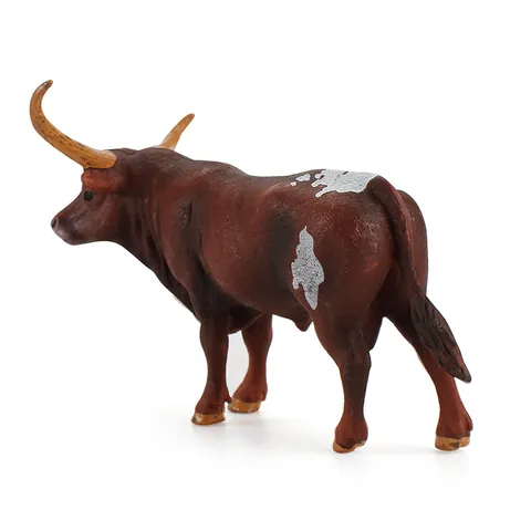 Realistic Texas Longhorn Bull Animal Model Solid PVC Hand Painted Cattle Figurine Kids Cognitive Educational Toy Home Decor