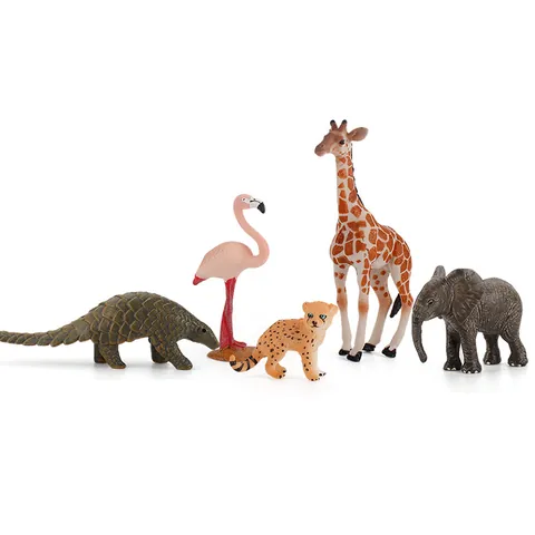 Realistic Wild Animal Figure Giraffe Elephant Tiger Flamingo Leopard Pangolin Models Solid PVC Educational Toys Gift For Kids