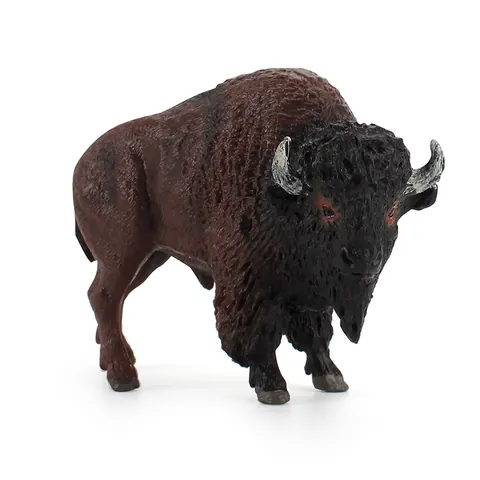 Realistic American Bison Wildlife Model Solid PVC Animal Figurine Hand Painted Wildlife Buffalo Toy For Kids Home Decor