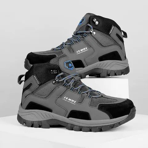 Men High Top Hiking Shoes Waterproof Non-slip Outdoor Trekking Boots Warm Cotton Lined Casual Travel Walking Sneakers For Men