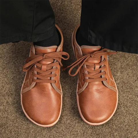 Unisex Barefoot Shoes Wide Toe Box Synthetic PU Leather Casual Lightweight Breathable Walking Shoes Minimalist Loafers