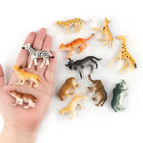 Set di Modelli di Animali Selvatici Mini Simulazione PVC Statico Solido Leone Tigre Elefante Giraffa Giocattolo Educativo per Bambini Regalo