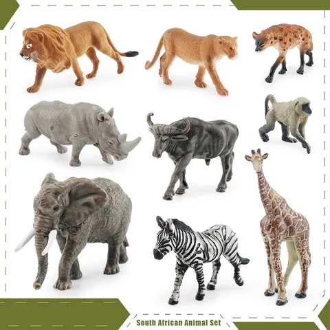 Realistic PVC South African Wildlife Animal Figures Collection Including Lion Elephant Zebra For Kids Educational Toy Decor