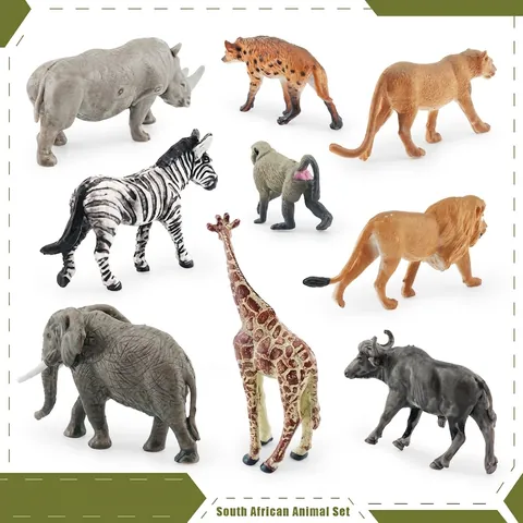 Realistic PVC South African Wildlife Animal Figures Collection Including Lion Elephant Zebra For Kids Educational Toy Decor