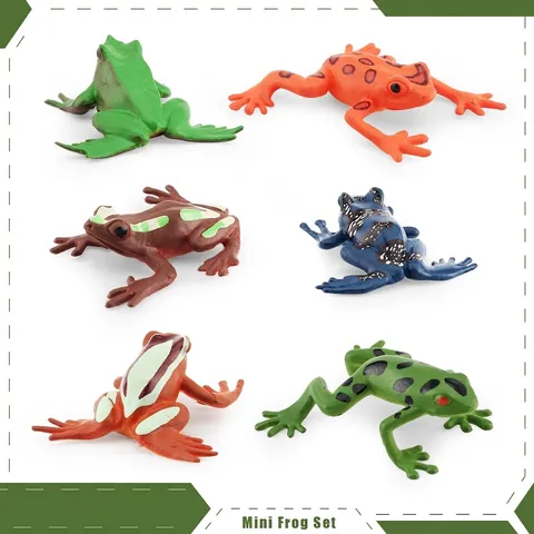 Realistic Mini Frog Animal Model Toy Set For Kids Education Desktop Decoration PVC Plastic Frog Figures Assorted Styles