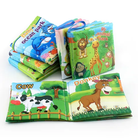 Educational Baby Cloth Books Tear-Resistant Soft Sensory Learning Toy For Infants Washable Early Cognition Animal Fruits Alphabet With Squeaker