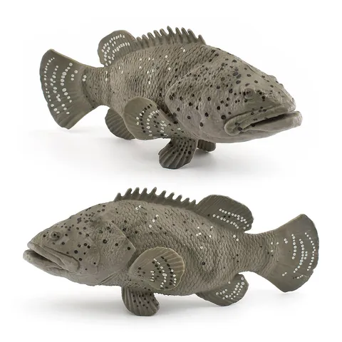 Realistic Ocean Sea Animal Grouper Fish Model Toy Solid PVC Simulation Grouper Figurine For Kids Educational Cognitive Desktop Ornament Home Decor