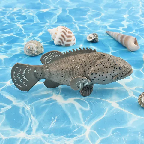 Realistic Ocean Sea Animal Grouper Fish Model Toy Solid PVC Simulation Grouper Figurine For Kids Educational Cognitive Desktop Ornament Home Decor