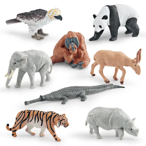 Realistic Asian Animal Figures Including Elephant Panda Tiger Rhino For Kids Educational Learning Simulation Wildlife Model Toys