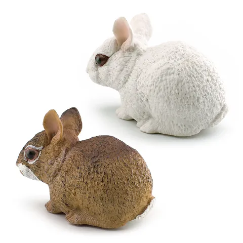 Realistic Simulation Rabbit Model PVC Solid Hand Painted Cottontail White Bunny Figurine Kids Educational Toy Home Decor