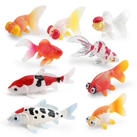 Simulation Goldfish Koi Fish Models PVC Solid Aquatic Animal Figurines For Kids Educational Realistic Pond Scenery Home Decor Aquatic Toy Ornament