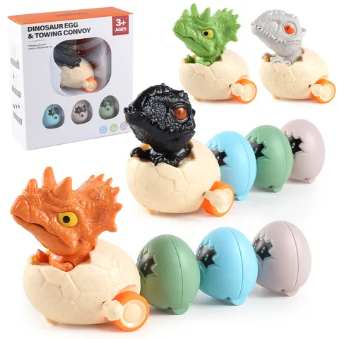 Dinosaur Egg Toy Car Magnetic Sliding Wind Up Inertia Vehicle For Kids Toddlers Cartoon Plastic Educational Play