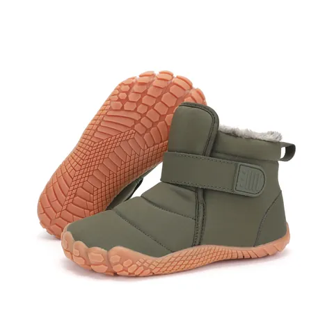 Kids Winter Snow Boots Warm Plush Lined Non-Slip Waterproof Outdoor Shoes For Boys Girls Hook And Loop Ankle Boots