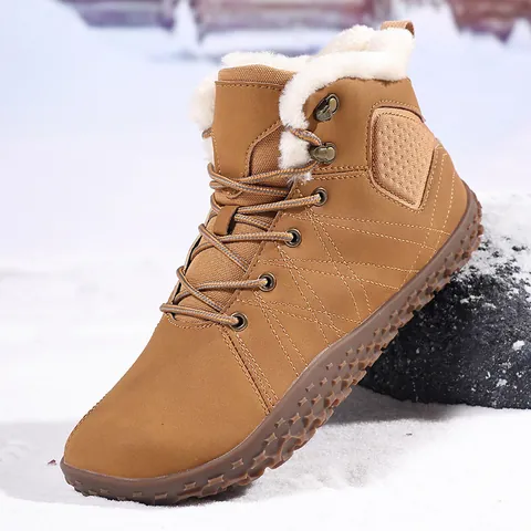 Heren Outdoor Sneeuwlaarzen Antislip Waterdichte Winterlaarzen Microvezel Rubberen Zool Met Kunstmatige Faux Fur Voering Brede Pasvorm Warme Katoenen Schoenen