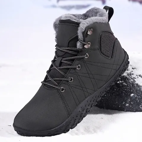 Heren Outdoor Sneeuwlaarzen Antislip Waterdichte Winterlaarzen Microvezel Rubberen Zool Met Kunstmatige Faux Fur Voering Brede Pasvorm Warme Katoenen Schoenen