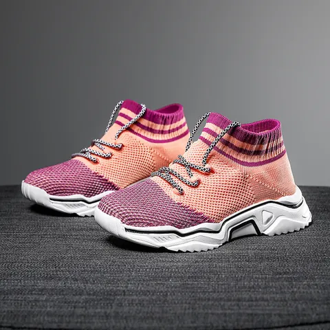 Kids Flyknit Sok Sneakers Ademend Lichtgewicht Atletische Hardloopschoenen Voor Jongens Meisjes Casual Antislip Sportschoenen
