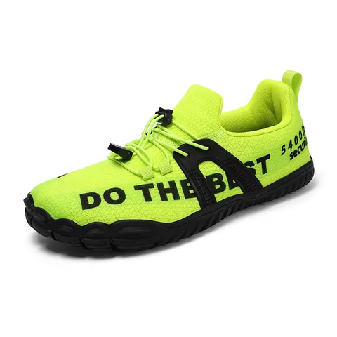 Chaussures de Randonnée Extérieures Respirantes Flyknit Baskets Pieds Nus Semelle Caoutchouc Antidérapante Laçage Rapide Chaussures de Marche Homme Femme