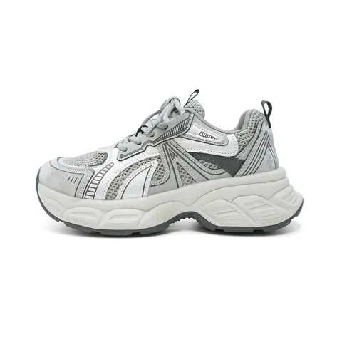 Women Retro Chunky Sneakers Breathable Microfiber Leather Height Increasing Thick Sole Casual Dad Shoes for Women Fashion