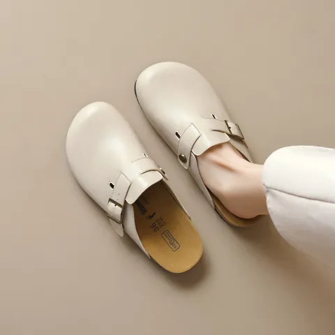 Women's Round Toe Clogs Microfiber Leather Buckle Strap Platform Mules Slip On Casual Fashion Footwear Comfortable Walking Shoes