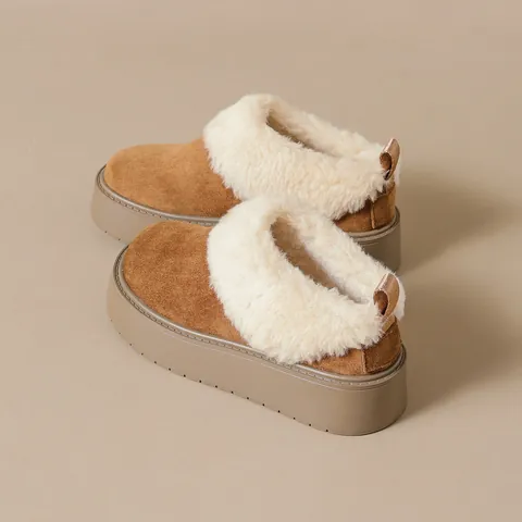 Women's Platform Snow Boots Warm Thick Plush Lined Winter Boots Faux Suede Short Booties Comfortable Outdoor Casual Footwear