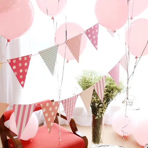 Minimalist Paper Triangle Flag Bunting Banner Plaid Stripe Polka Dot Garland For Birthday Party Wedding Nursery Decor