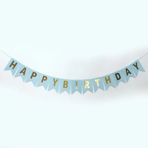 Gold Foil Happy Birthday Banner Swallowtail Paper Bunting Garland For Birthday Wedding Party Decorations Home Ornament